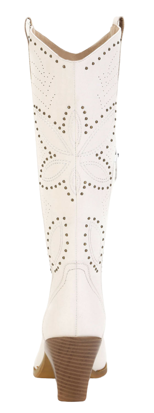 Ann Creek Hornsby White Studded Almond Toe Western Boots