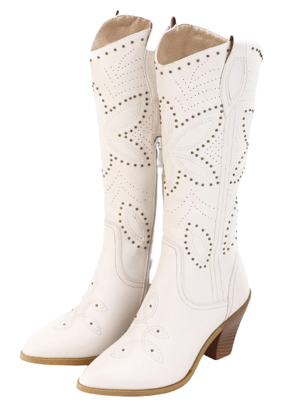 Ann Creek Hornsby White Studded Fully lined with synthetic fabric Western Boots
